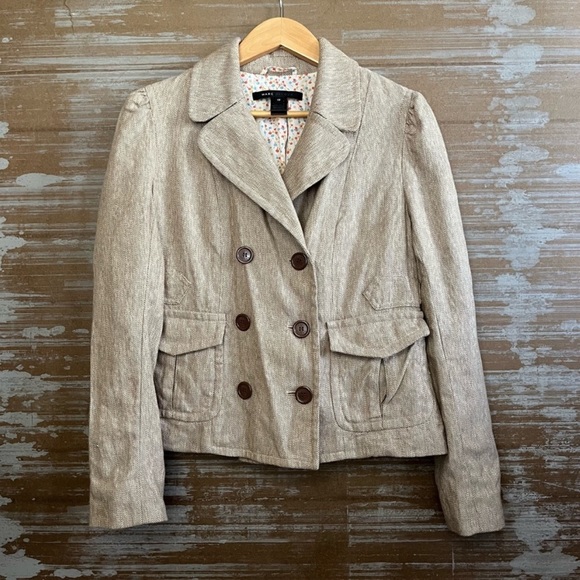 Marc Jacobs Jackets & Blazers - Marc Jacobs Brown Herringbone Double Breasted Coat Blazer Preppy Classic